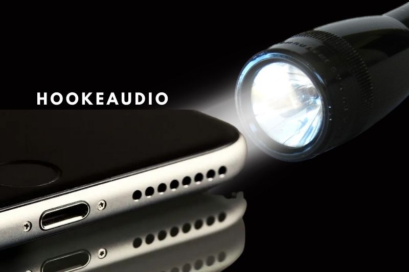 2. Shine a flashlight into the speaker apertures
