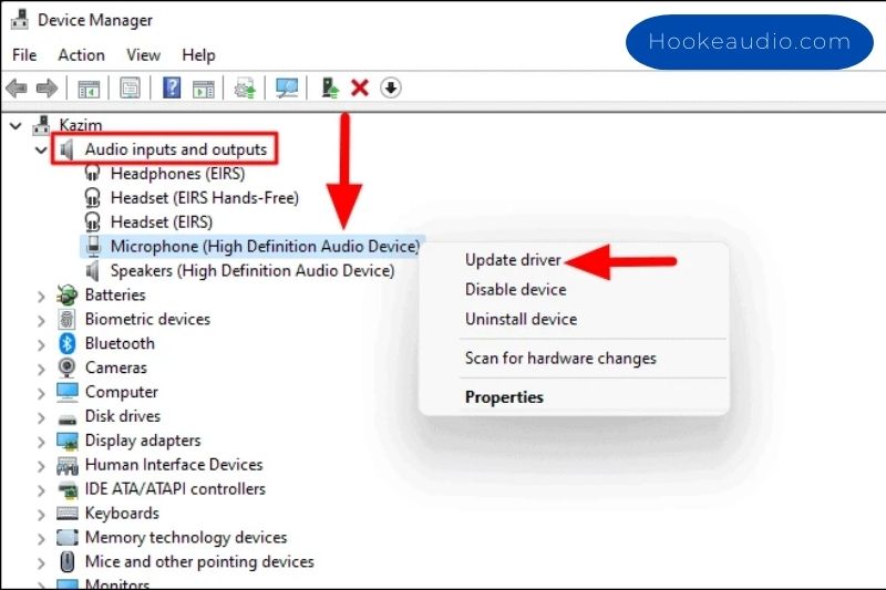 Use the Device Manager to disable laptop microphone